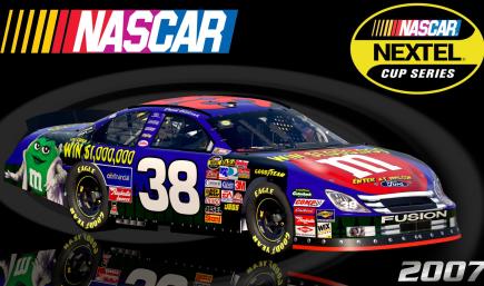 #38 David Gilliland 2007 M&Ms Win $1,000,000 Halloween Ford Fusion Sim Stamped Number