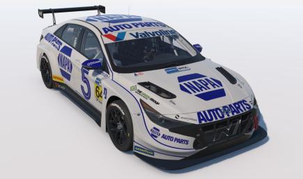 NAPA Auto Parts BTCC themed paint for Hyundai Elantra N TCR