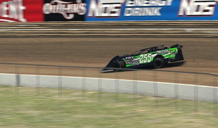 Ben Copeland 2022 neon green, white, and black super late model
