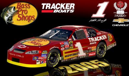 (SS) 2005 #1 Martin Truex Jr Bass Pro Shops Tracker Boats (red) Chevrolet Monte Carlo Sim Stamped Number
