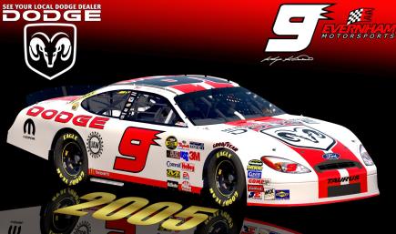 2005 #9 Kasey Kahne Dodge Dealers Racing Stripes (Ford) Sim Stamped Number
