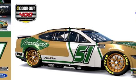 2025 RWR # 51 Cody Ware / Arrowhead Brass Ford Mustang Dark Horse at Richmond Raceway.
