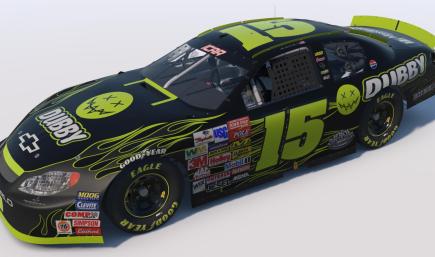 Kendrick Homs #15 ICAR Chevrolet Monte Carlo Dubby Energy Midnight Fire Speedway Scheme