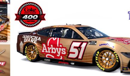 2025 RWR # 51 Cody Ware / Arby´s Jamocha shake Ford Mustang Dark Horse at Daytona.
