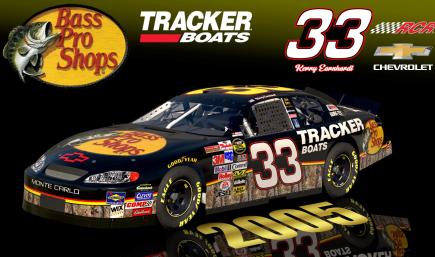 (SS) 2005 #33 Kerry Earnhardt Bass Pro Shops Tracker Boats Chevrolet Monte Carlo Sim Stamped Number